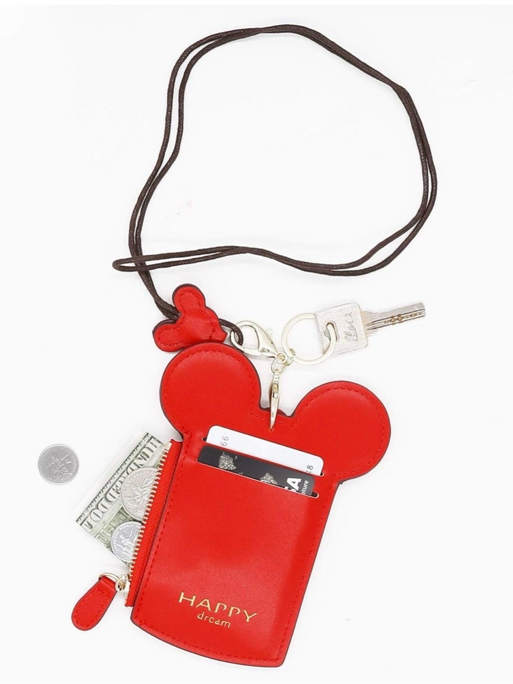 New Mickey Ear Crossbody Card Holders in Black & Red - Picture 6 of 8
